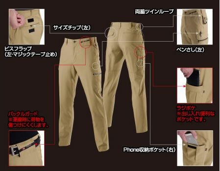 7096 カーゴパンツ BURTLE バートル 春夏作業服 作業着 70～130 ポリエステル85％・綿15％ 日本製ドビークロス