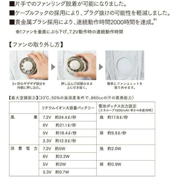 FAN2200G 空調服®用ワンタッチファングレー（2個） 自重堂 ジーベック 春夏作業服 ファン付き作業着