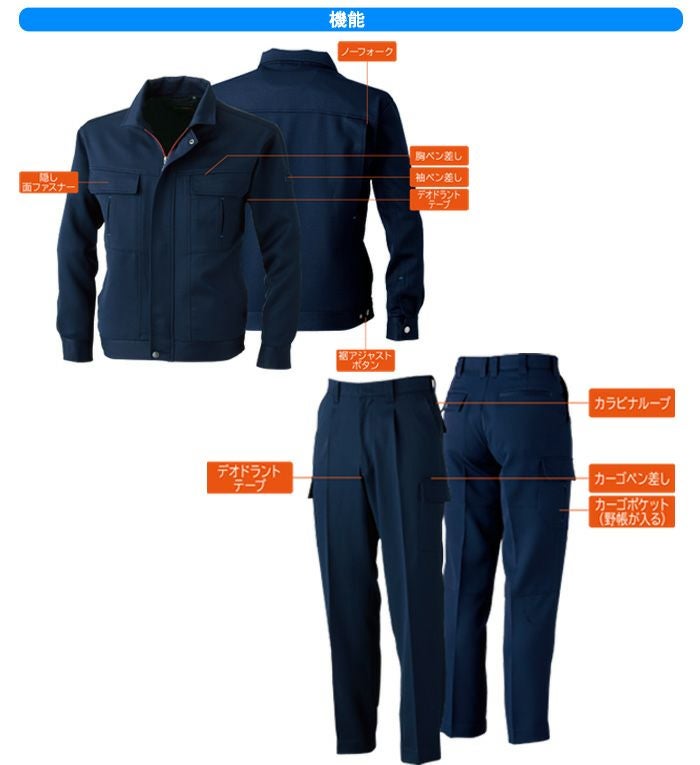 1113SET 長袖ブルゾン＋ワンタックカーゴパンツ 桑和 BULLWORKS 秋冬作業服 作業着 M～6L ポリエステル100％