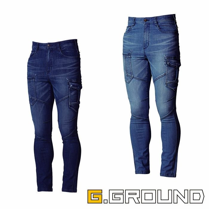 1092-08 デニムカーゴパンツ 桑和 SOWA 秋冬作業服 作業着 S～4L 綿98