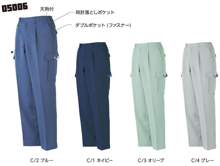 05006 MAX500カーゴパンツ DAIRIKI 大川被服 秋冬作業服 作業着 S～5L ポリエステル100％ MAXツイル