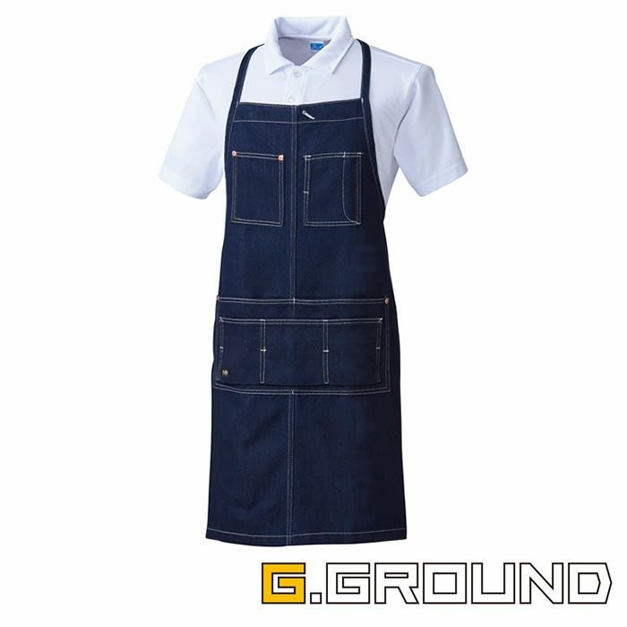 10111 エプロン（首掛け） 桑和 SOWA エプロン フリー 綿70％・ポリエステル30％(デニム9.8oz)