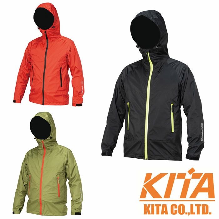 マークアンドロナ　komatsu レインウェア ブラック/レッド　ブルゾン 2830 ストレッチレインジャケット KITA 喜多 雨具 レインウェア S～4L