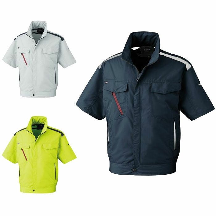 K1002(01002) 半袖ジャケット（フード付き） DAIRIKI KansaiUniform 春夏作業服 作業着 M～5L ポリエステル74％・綿25％・複合繊維1％ 空調風神服専用