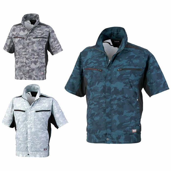 K1008(01008) 迷彩柄半袖ジャケット DAIRIKI KansaiUniform 春夏作業服 作業着 M～5L ポリエステル100％ 空調風神服専用