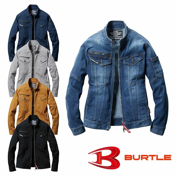 BURTLE バートル　作業着　デニムセットアップ　職人 BURTLE バートル 5001+5002 ジャケット+カーゴパンツ 上下セット|SSS
