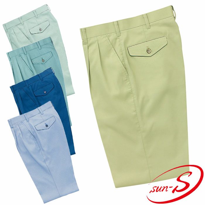 WA3940 ツータックパンツ SUN-S サンエス 秋冬 作業服 作業着 70～120cm ポリエステル65％・綿35％ TCエコ二重織り