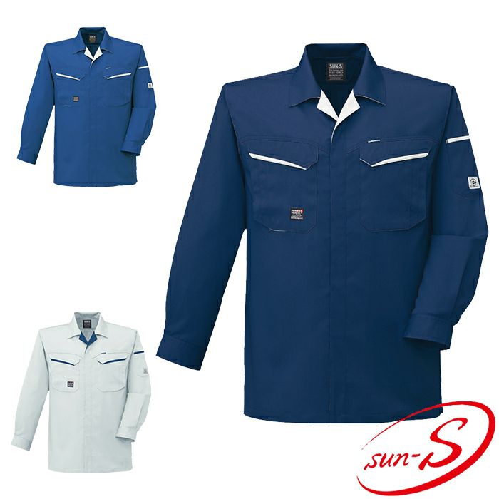 WA10489 長袖シャツ SUN-S サンエス 春夏作業服 S～5L ポリエステル60