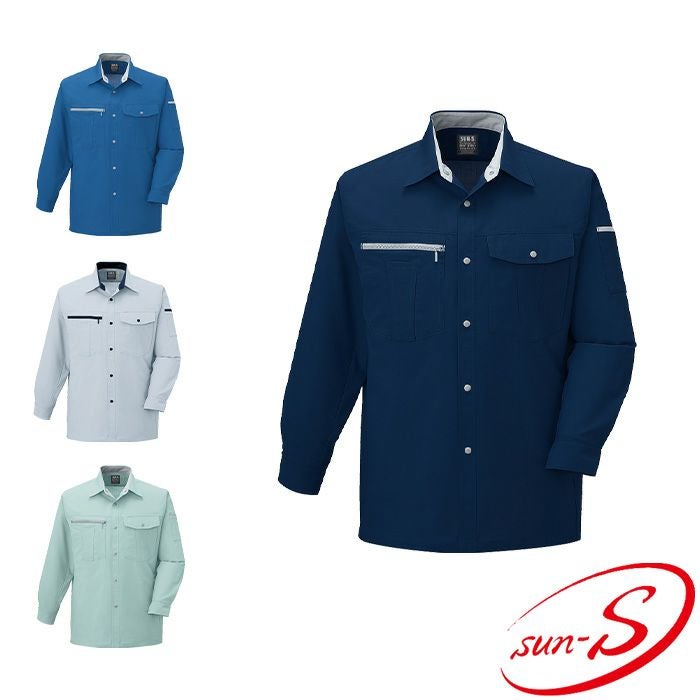 WA10779 長袖シャツ SUN-S サンエス 春夏作業服 SS～8L ポリエステル79