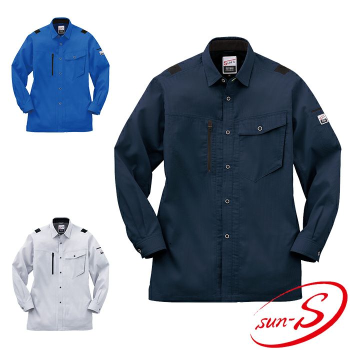 WA11819 長袖シャツ SUN-S サンエス 春夏作業服 SS～6L ポリエステル80
