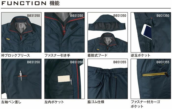 BO31350 防寒ブルゾン SUN-S サンエス 秋冬 作業服 防寒着 防寒ウェア S～5L ポリエステル100％ タフタ