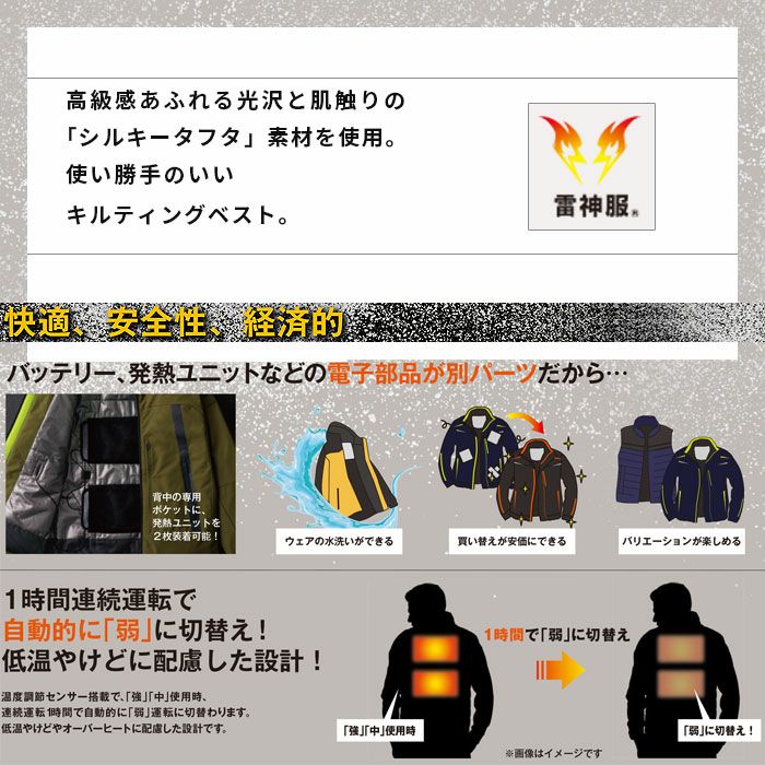 BO32160 雷神ウォームベスト SUN-S サンエス 秋冬 作業服 雷神服 M～5L ポリエステル65％・綿35％ T/Cタフタ