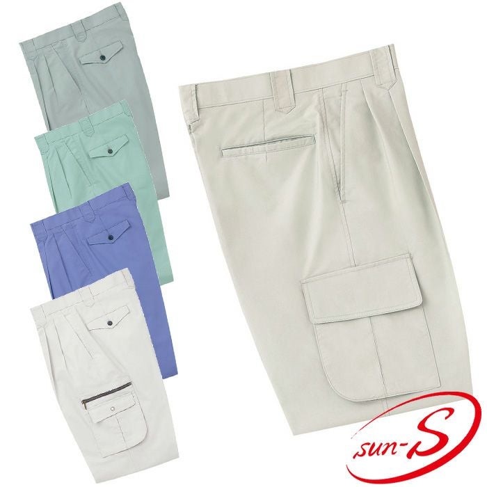 82. SANRISE PANTS×2、CAP×2セット WA824 ツータックパンツ SUN-S サンエス 春夏 作業服 70～120cm 綿60