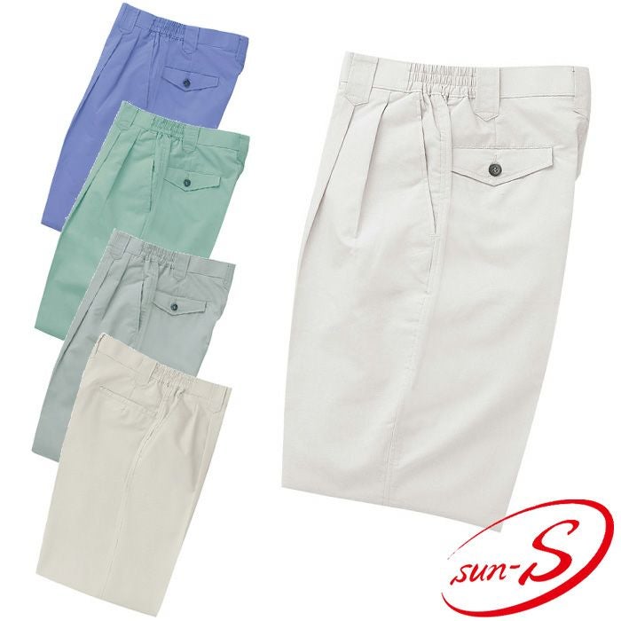 WA826 脇ゴムツータックパンツ SUN-S サンエス 春夏 作業服 S～5L 綿60