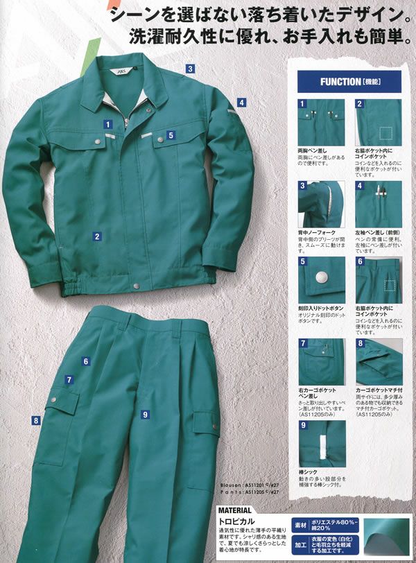 AS11201 長袖ブルゾン SUN-S サンエス 春夏作業服 SS～6L ポリエステル80%・綿20% キープクリア トロピカル（ワップル加工）