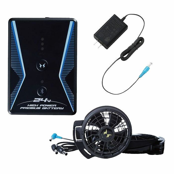 RD9390PJ＋RD9310PH リチウムイオンバッテリーと24Vななめファンのフルセット（4セルバッテリー・充電器・ファン2個・ケーブル1本） サンエス ビックボーン 大川被服 アタックベース 春夏作業服 作業着 空調風神服専用