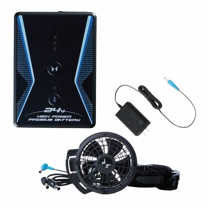 RD9390PJ＋RD9320PH リチウムイオンバッテリーと24Vフラットファンのフルセット（4セルバッテリー・充電器・ファン2個・ケーブル1本） サンエス ビックボーン 大川被服 アタックベース 春夏作業服 作業着 空調風神服専用