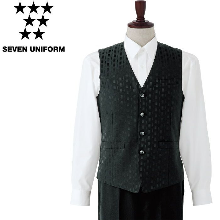 EJ3345 ベスト SEVEN UNIFORM セブンユニフォーム S～3L ジャガード 綿50%・ポリエステル50%