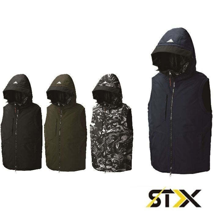 03331 EPIC HEAT フードベスト SHINMEN シンメン 秋冬作業服 作業着 S～5L 表地・裏地　ポリエステル100% 中綿　ポリエステル80％　テンセル20％