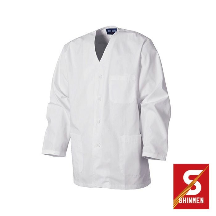 26000 男性用襟なし長袖
（袖口ゴムなし） SHINMEN シンメン 秋冬作業服 作業着 S～4L 素材：ポリエステル65%・綿35%（ポプリン）