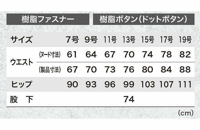 1779 レディスラットズボン XEBEC ジーベック 春夏作業服 作業着 7～19号 ポリエステル75％・綿25％ エコストレッチリップ