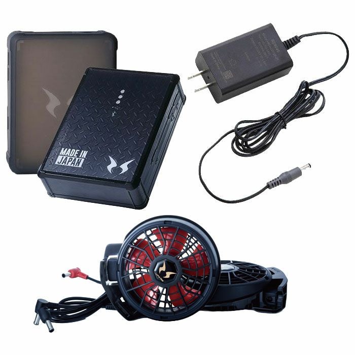 RD9291J＋RD9210HN リチウムイオンバッテリーとハイパワーななめファンのフルセット（4セルバッテリー・充電器・バッテリーソフトケース・ファン2個・ケーブル1本） サンエス ビックボーン 大川被服 アタックベース 春夏作業服 作業着 空調風神服専用