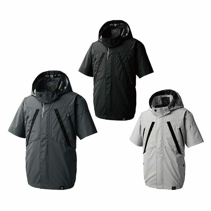 KF92430 チタン加工半袖ブルゾン サンエス SUN-S 空調風神服専用 春夏 作業服 作業着 M～3L ポリエステル100％