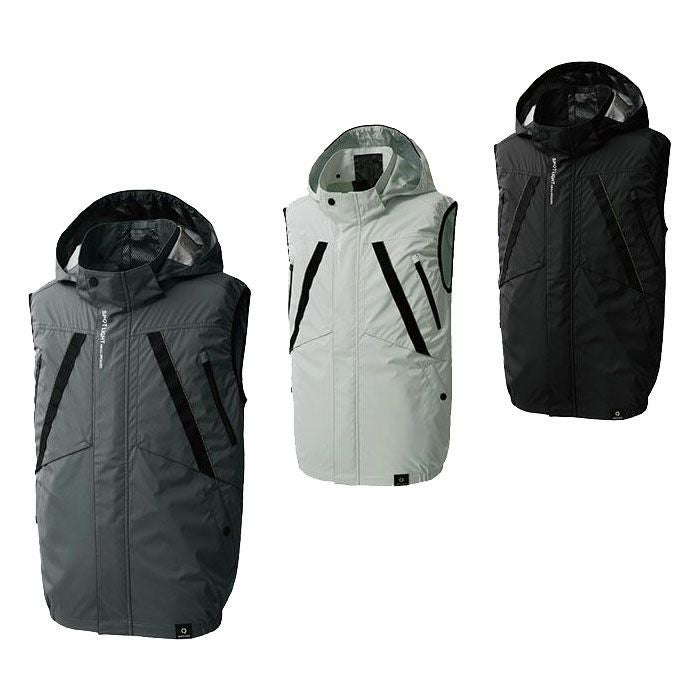 KF92432 チタン加工ベスト サンエス SUN-S 空調風神服専用 春夏 作業服 作業着 M～3L ポリエステル100％