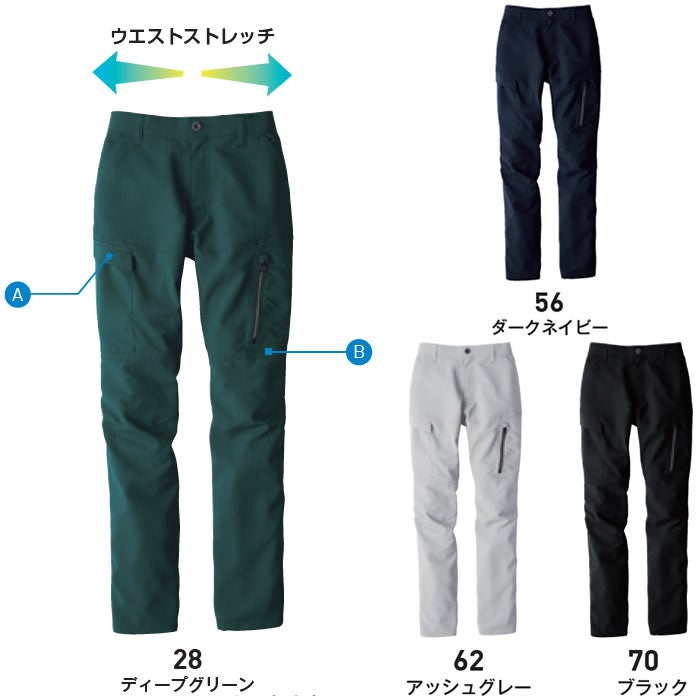 EBA6313 ノータックカーゴパンツ BIGBORN ビッグボーン 春夏作業服 作業着 S～6L ポリエステル100％ ウィンドケープ