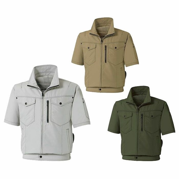 KF95150 半袖ブルゾン サンエス SUN-S 空調風神服専用 春夏 作業服 作業着 M～5L ポリエステル74％・綿25％・複合繊維1％
