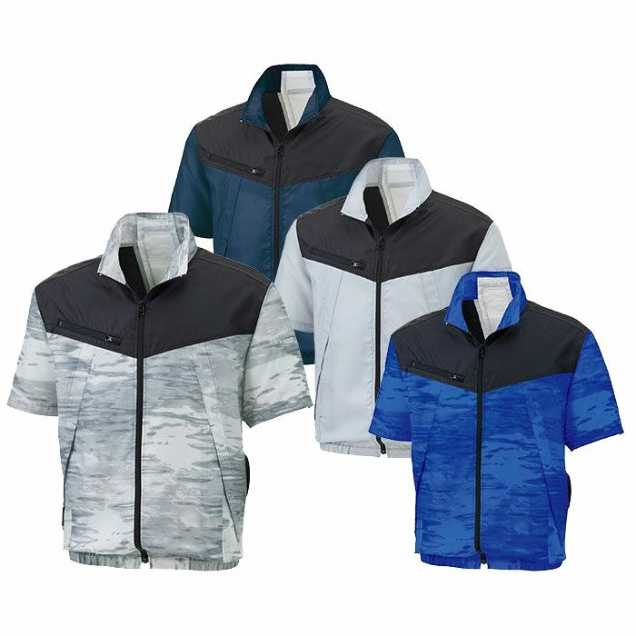 KF92160 半袖ブルゾン サンエス SUN-S 空調風神服専用 春夏 作業服 作業着 M～5L ポリエステル100％ ドビー