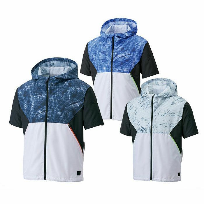 KF92150 フード付き半袖ブルゾン サンエス SUN-S 空調風神服専用 春夏 作業服 作業着 M～5L ポリエステル100％