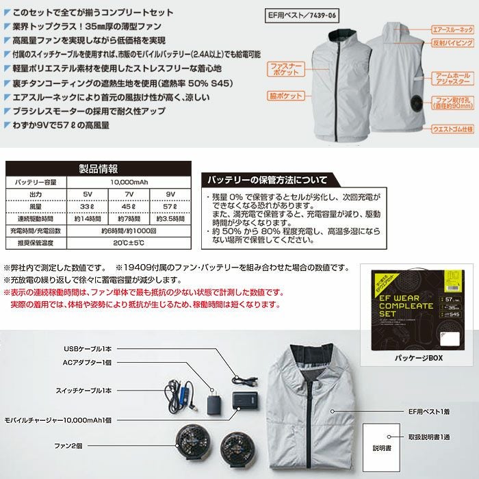 19409 EF用コンプリートセット 桑和 SOWA 春夏 作業服 作業着 S～6L ポリエステル100％