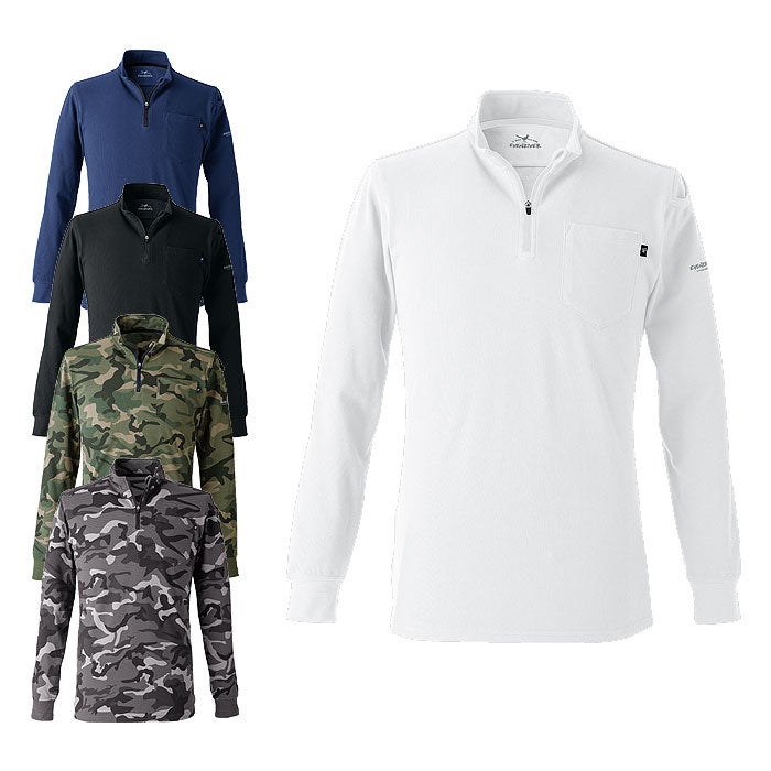 NRS206 ヘビーウエイトジップネックTシャツ（長袖） EVENRIVER イーブンリバー M～4L 綿70％・ポリエステル30％