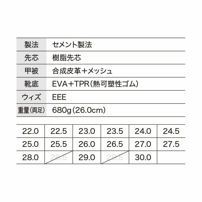 85414 セーフティーシューズ ひもタイプ XEBEC ジーベック 安全靴 22.0～30.0cm 樹脂先芯 合成皮革+メッシュ