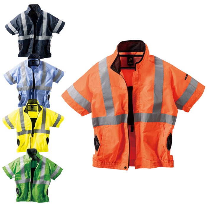 268921 高視認反射半袖ジャンパー kurodaruma クロダルマ 春夏 ファン付き作業服 作業着 空調ウェア S～7L ポリエステル100％ 高密度タフタ AIRSENSOR専用