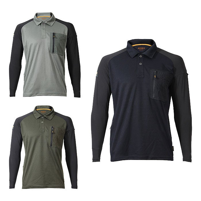AV807 ハイブリッドポロシャツ AVIREX 春夏 作業服 作業着 ニットウェア M～4L ポリエステル100％