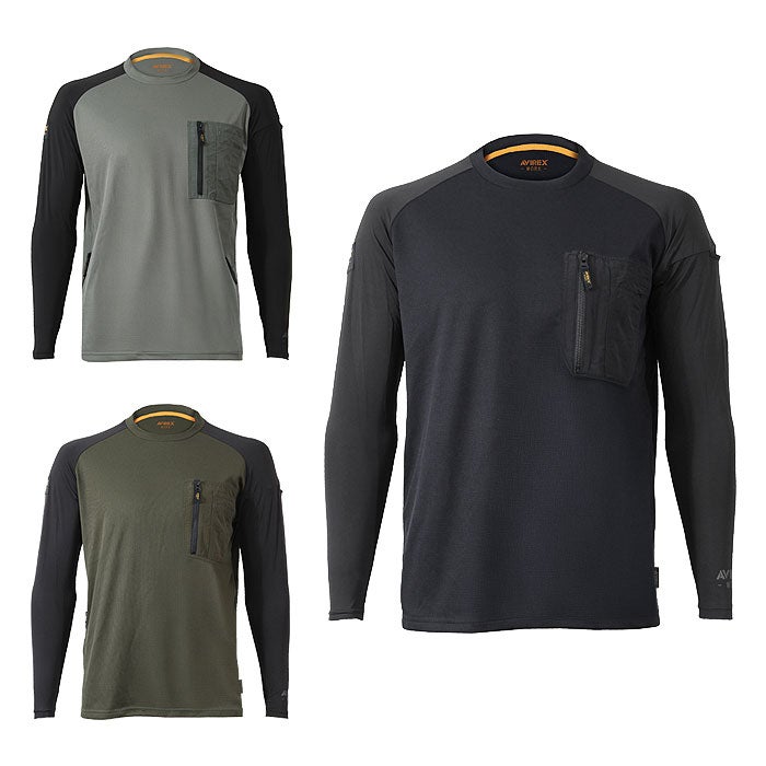 AV808 ハイブリッドTシャツ AVIREX WORK 春夏 作業服 作業着 ニットウェア M～4L ポリエステル100％