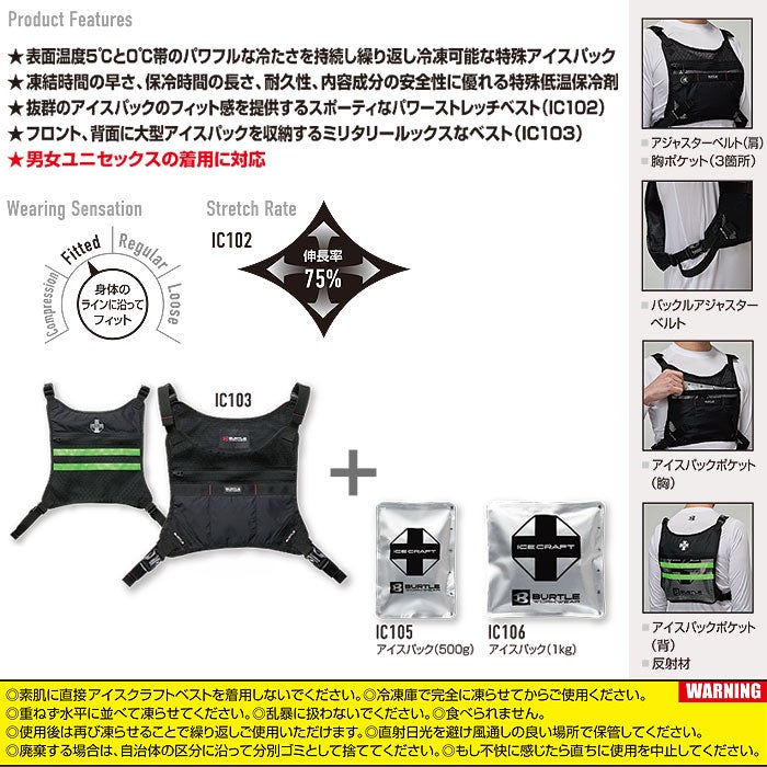 IC103S アイスクラフトベスト＆アイスパックセット BURTLE バートル ICECRAFT アイスベスト 保冷材付き