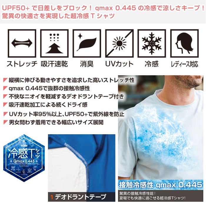 0495-63 半袖Tシャツ 胸ポケット無 SOWA 桑和 作業服 Tシャツ 作業着 SS～6L ナイロン77％・ポリウレタン23％