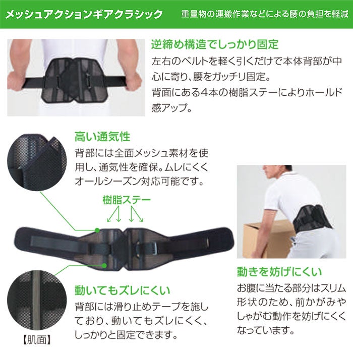 001-1043 メッシュアクションギアクラシック Mサイズ 桑和 SOWA サポートウェア アシストスーツ ナイロン・ポリウレタン・ポリエステル