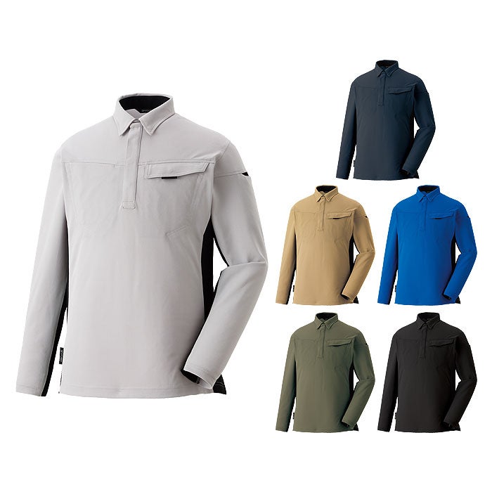 SPT10191 エコ制電長袖ポロシャツ SPOTLIGHT SUN-S サンエス 春夏 作業服 SS～6L ポリエステル100％ カノコ