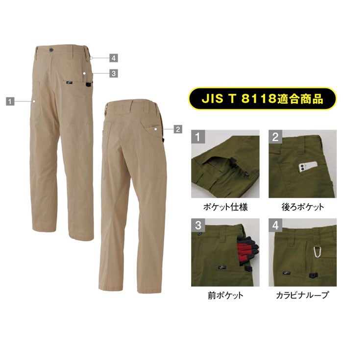 RE12525 グルカワークパンツ REACTOR SUN-S サンエス 春夏 作業服 S～5L 綿97％・ポリウレタン2％・複合繊維2％ 綿キャンバスストレッチ