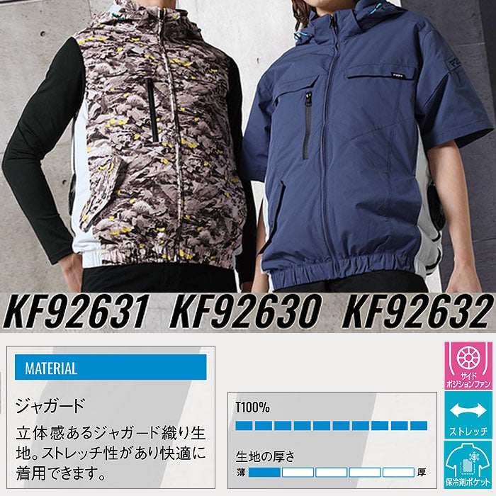 KF92630 半袖ブルゾン サンエス SUN-S 空調風神服専用 春夏 作業服 作業着 S～5L ポリエステル100％