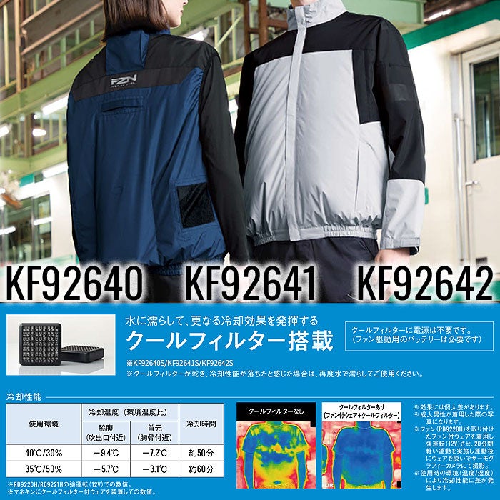 KF92641 クールフィルター長袖ブルゾン サンエス SUN-S 空調風神服専用 春夏 作業服 作業着 ファン付き作業服 M～5L ポリエステル100％