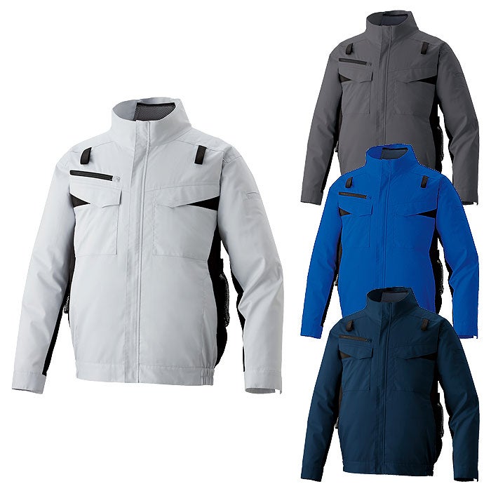 KF92651G フルハーネス用エコ長袖ブルゾン サンエス SUN-S 空調風神服専用 春夏 作業服 作業着 ファン付き作業服 S～6L ポリエステル65％・綿35％