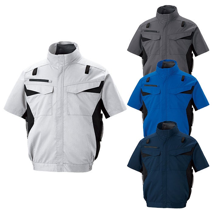 KF92650G フルハーネス用エコ半袖ブルゾン サンエス SUN-S 空調風神服専用 春夏 作業服 作業着 ファン付き作業服 S～6L ポリエステル65％・綿35％