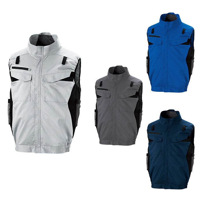 KF92652G フルハーネス用エコベスト サンエス SUN-S 空調風神服専用 春夏 作業服 作業着 ファン付き作業服 S～6L ポリエステル65％・綿35％