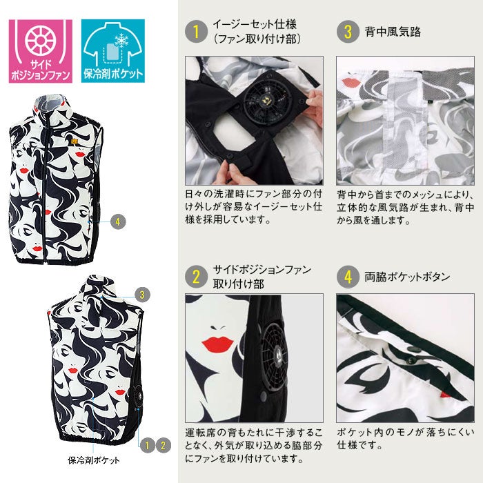 KF92582 ベスト サンエス SUN-S LOUDMOUTHコラボ 空調風神服専用 春夏 作業服 作業着 ファン付き作業服 S～4L ポリエステル100％ デュスポ