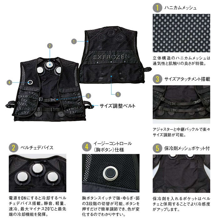 EF92672 フローズンベスト ペルチェデバイス3個搭載 SUN-S サンエス 春夏作業服 ペルチェ素子